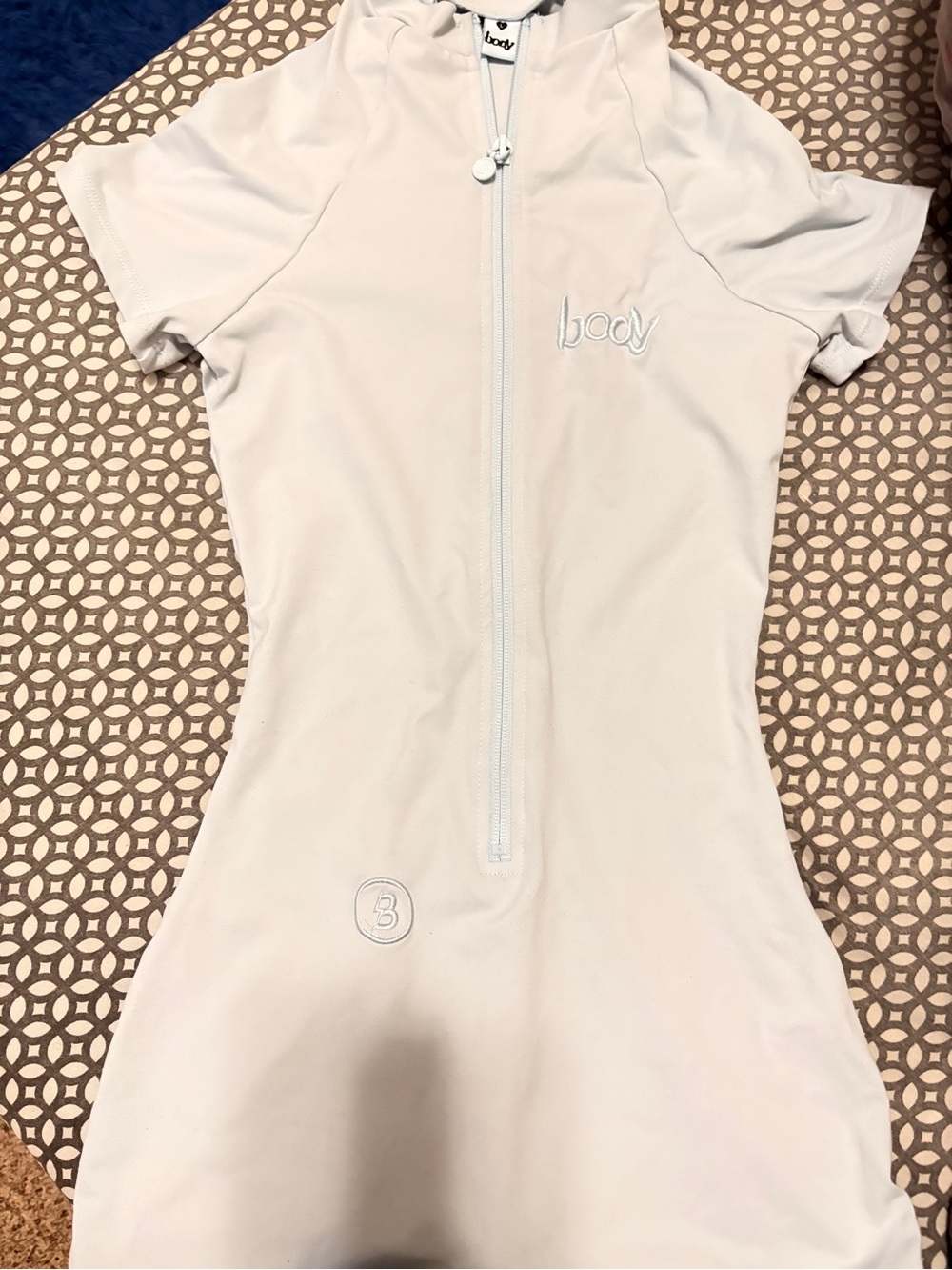 BodybyRaven baby blue Zip-Front Short Sleeve jumpsuit